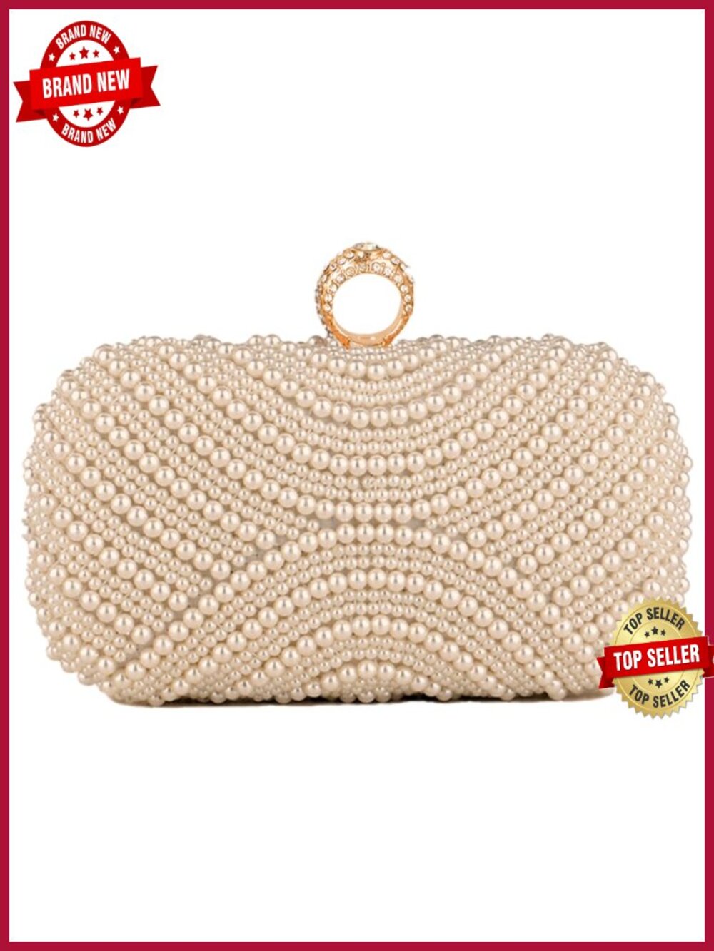Pearl Embellished Evening Clutch Crossbody Convertible Bag Party Wedding